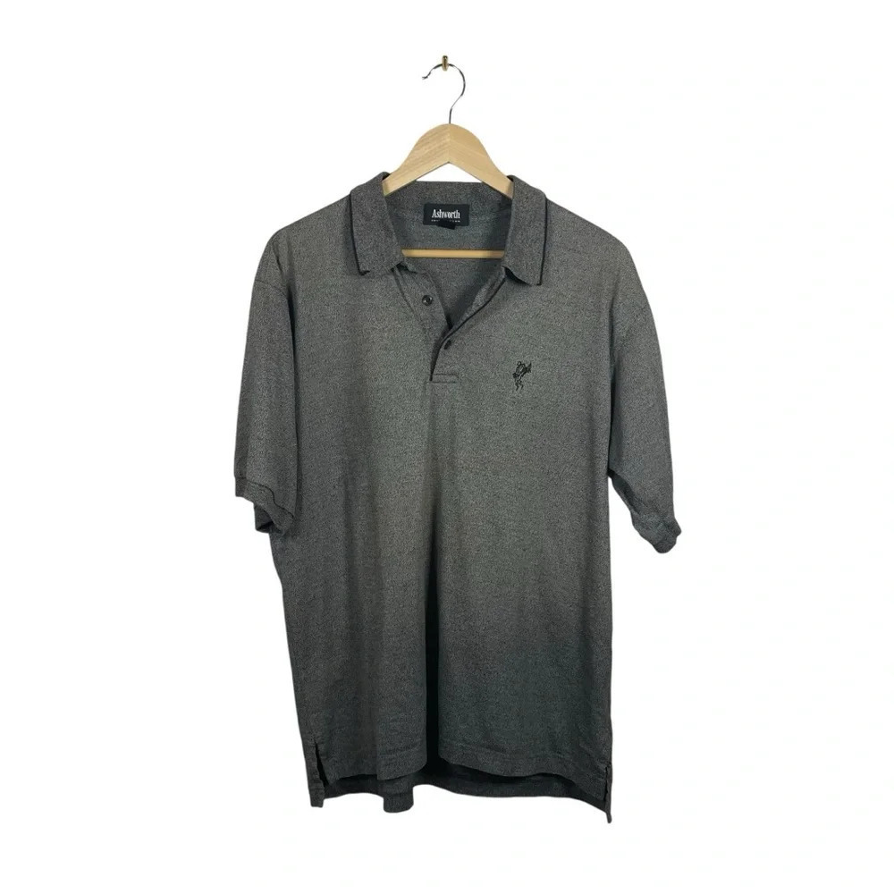 Ashworth Mens Grey 100% Cotton Golf Polo Shirt Embroidered Logo Size Medium